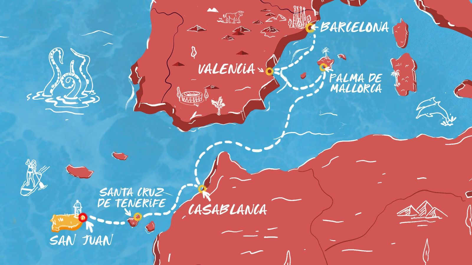 San Juan to Spanish Island Nights Itinerary Map